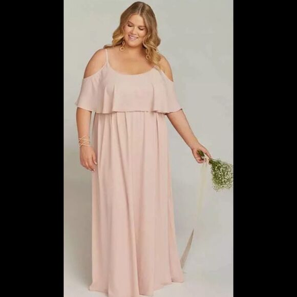 Show Me Your Mumu Caitlin Ruffle Maxi Dress in Dusty Blush Crisp Women's Size XL - Picture 1 of 11
